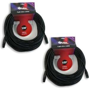  Lot of 2  3 Pin DMX 100 ft Pro Lighting Cables  2 pack 