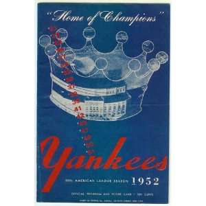  1952 New York Yankees Official Score Card   Sports 
