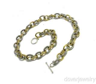 David Yurman 18K Gold Sterling Silver Long Heavy Chain Link Necklace 