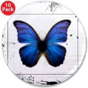  3.5 Button (10 Pack) Blue Butterfly Still Life 