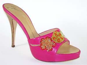 GIUSEPPE ZANOTTI Pink Jeweled Slide Platform Shoe 10  