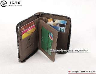 New Tough Mens Zipper Around Grey Leather Wallet ds1099  