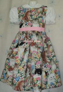   _trunk Daisy Kingdom Cats w/Pink Flowers Dress Sz 12m 10yr  