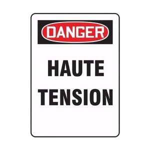  DANGER HAUTE TENSION (FRENCH) Sign   14 x 10 Plastic 