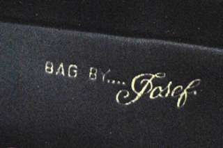 Vintage Black Handbag By Josef Evening Purse Clutch Felt Fold Over 