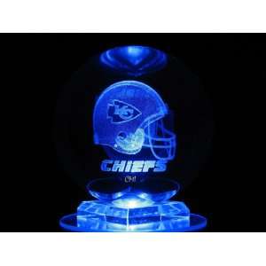 NFL Kansas City Chiefs 3D Laser Etched Crystal Ball 80mm  