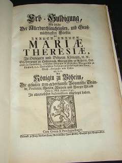 Maria Theresa AUSTRIA HUNAGRY CORONATION BOOK, Pub 1743 Original 