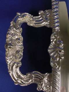 Large/HEAVY Silver Plated On Copper Footed Serving Tray  