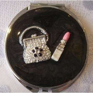  Jeweled Mirror Compact Handbag and Lipstick
