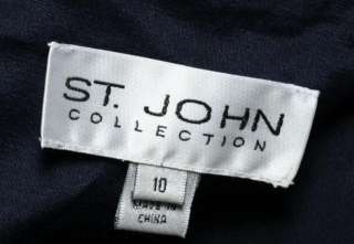 St. John Collection Blue Twill Polka Dot Jacket Skirt Matching Set Sz 