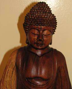 12in Handcarved Wood Bali Buddha Meditative I  