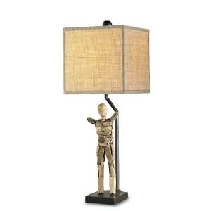 Currey and Company 6455 Adam   One Light Table Lamp, Natural/Old Iron 