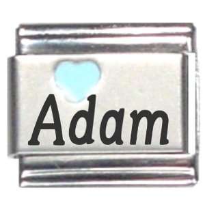  Adam Light Blue Heart Laser Name Italian Charm Link 