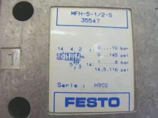 1344 NEW FESTO MFH 5 1/2 S 35547 Solenoid Valve  