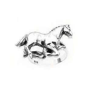 Horses Sterling Silver Running HORSE Ring Band Size 8(Sizes 5,6,7,8,9)