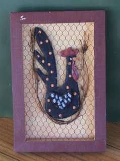 Wooden Black Spotted Chicken Frame Wall Hanging wire Plaque  