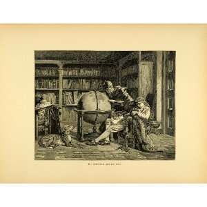  1887 Wood Engraving Professor Pupil Globe John Bagnold 
