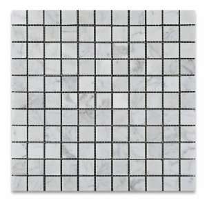  Carrara White Marble 1 X 1 Honed Mosaic Tile Mesh   Box of 