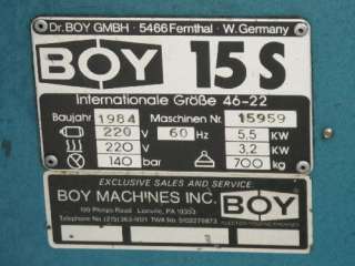 BOY 15S INJECTION MOLDER 17 TON  