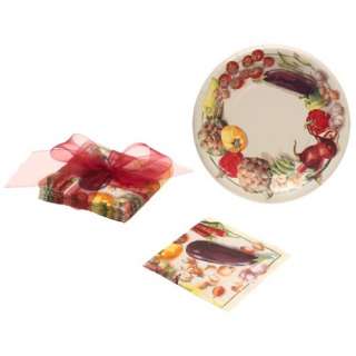  PK66460 Vegetable Medley Cocktail Napkins and Matching Paper Plates