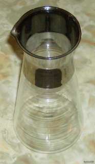 Corning Brand / Silver Top Glass Pitcher or Decanter  