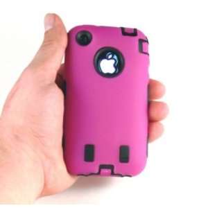  Body Armor for iPhone 3G / 3GS   Hot Pink & Black 