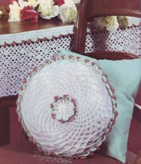 Petal Trimmed Valance & Pillow   Lacy Basket Crochet Pattern 