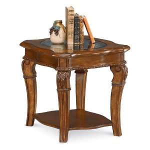  Wynwood Cordoba End Table with Glass Top   Burnished Pine 