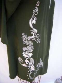 NWT Presence made in India Tunic Top Olive Gr Silver M  