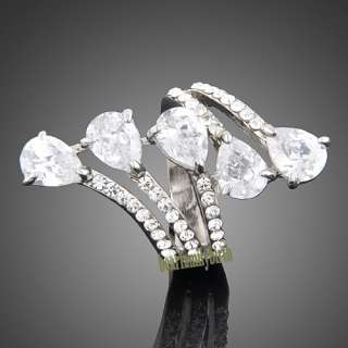 18k white gold GP Swarovski crystal stylish ring 1781  