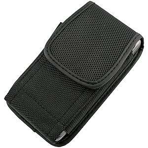  Canvas Vertical Belt Clip Carrying Case #X, Black for HTC 