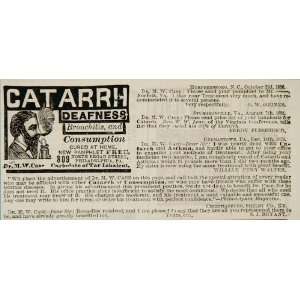  1888 Ad Catarrh Deafness Consumption Cure Quackery RARE 