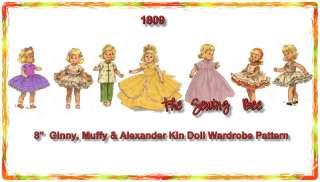 1809 Vintage doll Wardrobe Pattern 8 Ginny, Muffy, Alexander & Kin 