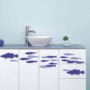   Fish shoal (Water Resistant Decal) Wall Decal , 7x20