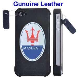   Logo Genuine Leather Coated Plastic Case Cover for iPhone 4/iPhone 4S