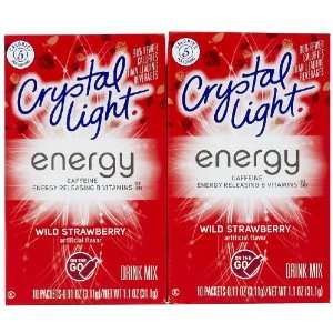 Crystal Light Wild Strawberry Energy boxes with 60 total packets 