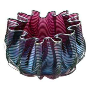  Striped Splash Bowl Cranberry with Silver Stripe