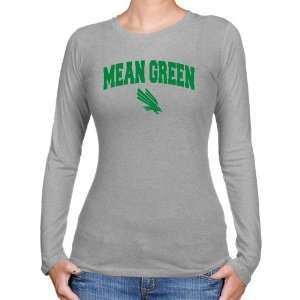  North Texas Mean Green Ladies Ash Logo Arch Long Sleeve 