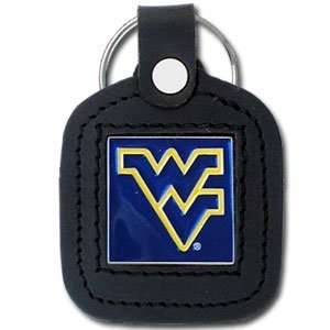  West Virginia Mountaineers Leather Square Key Ring   NCAA 