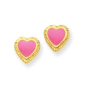  14k ENAMELED PINK Heart Earrings West Coast Jewelry 
