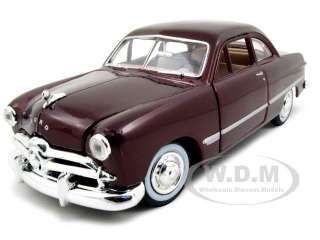 1949 FORD COUPE BURGUNDY 124 DIECAST MODEL CAR  