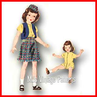 Vtg 1950s Doll Clothes Pattern PLAY CLOTHES ~ 14 Toni, 15 Revlon 