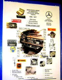   ACCESSORIES VENDORS PARTS LIST 116 450SE 1974 76 450SEL 1974 80  