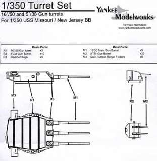 350 Yankee Modelworks Iowa Class BB Replacement Turrets  