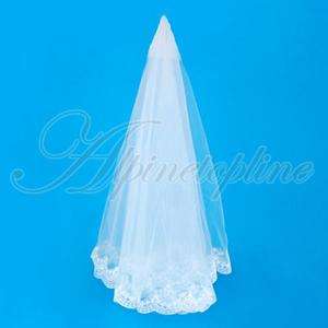 1T White Mantilla Wedding Bridal Veil Flower Lace Comb  