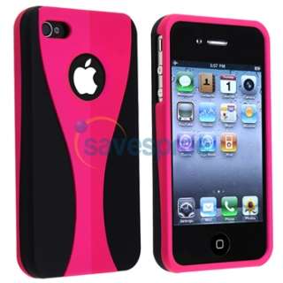PINK RUBBER HARD Case Cover+PRIVACY LCD FILTER for iPhone 4 s 4s G New 