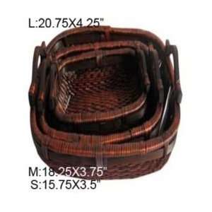  3 Pc Square Woven Willow Baskets REDEN5151 Kitchen 