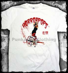 Horrorpops   Album cover hell yeah white  official t shirt   FAST 