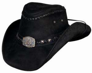 Leather Hat With Concho and Strap   Thunderstruck  