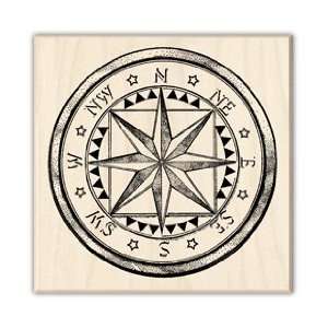  Nautical Compass Wood Mounted Rubber Stamp Office 